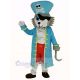 Pirate Wolf in Blue Coat Mascot Costume Animal