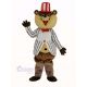 Huge Brown Teddy Bear with White Striped Coat Mascot Costume