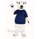 White Bear with Blue T-shirt Mascot Costume Animal