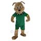 Brown Bulldog in Green Coat Mascot Costume Animal