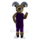 Ram in Dark Purple Vest Mascot Costume Animal