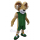 Ram Mascot Costume for Adults - Green Sports Jersey with Yellow Stripe - Full Body Animal Mascot Suit for School Spirit, Sports Events, Parties, and Cosplay