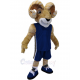 Ram Mascot Costume for Adults - Blue Sports Jersey with Gray Stripe - Team Spirit Full Body Mascot Suit for Events, Games, Parades, and Cosplay