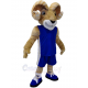 Ram Mascot Costume for Adults - Blue Sports Jersey with White Stripe - Team Spirit Full Body Mascot Suit for Events, Games, Parades, and Cosplay