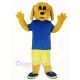 Golden Dog in Blue T-shirt Mascot Costume Animal