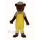 Teddy Bear in Yellow Overalls Mascot Costume