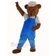 Teddy Bear in Blue Overalls Mascot Costume