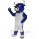 College Blue Bull Mascot Costume Animal in White Jersey