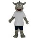 Rhino in White T-shirt Mascot Costume Animal