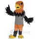 Orange Head Hawk Mascot Costume Animal in Grey T-shirt