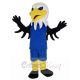 White Head Eagle Mascot Costume Animal in Blue Jersey