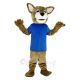 Wildcat with Blue T-shirt Mascot Costume Animal