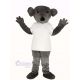 Furry Grey Koala in White T-shirt Mascot Costume Animal