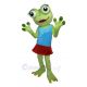 Girl Frog with Blue Vest Mascot Costumes