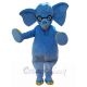 Blue Elephant with Glasses Mascot Costume Animal