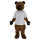 Brown Bear in White T-shirt Mascot Costume Animal