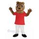 Bulldog in Red T-shirt Mascot Costume Animal