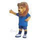 Sport Lion in Blue T-shirt Mascot Costume Animal