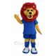 Red Mane Lion in Blue T-shirt Mascot Costume Animal