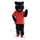 Strong Panther in Red T-Shirt Mascot Costume