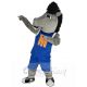 Robust Grey Mustang Horse Mascot Costume Animal in Blue Jersey