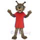 Bobcat in Red T-shirt Mascot Costume Animal