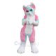 Pink and White Husky Dog Fursuit Mascot Costume