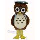 Brown Doctor Owl in Blue Vest Mascot Costume Animal