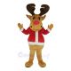 Brown Reindeer with Red Coat Mascot Costume Animal