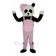 Panda in Pink Overalls and Hat Mascot Costume Animal