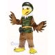 Cool Brown Eagle in Camouflage Vest Mascot Costume Animal