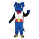 Blue Dragon in Black Tuxedo Mascot Costume Animal