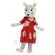 Gray Mouse with Red Dress Mascot Costume Animal