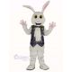 Easter White Rabbit in Blue Vest Mascot Costume Animal