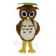 Brown Doctor Owl in Green Vest Mascot Costume Animal