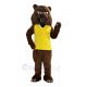 Grizzly Bear in Yellow Vest Mascot Costume Animal