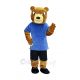 Fierce Bear in Blue T-shirt Mascot Costume