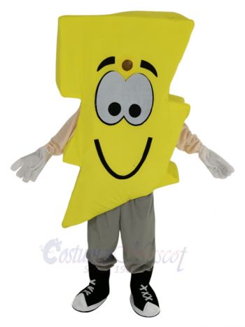 Yellow Lightning Mascot Costume