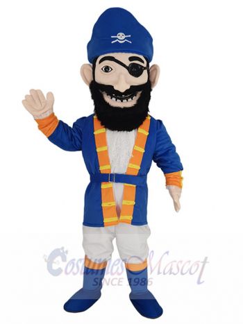 Blackbeard Pirate Mascot Costume People in Blue Uniform