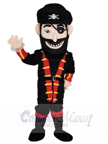 Happy Blackbeard Pirate Mascot Costume People