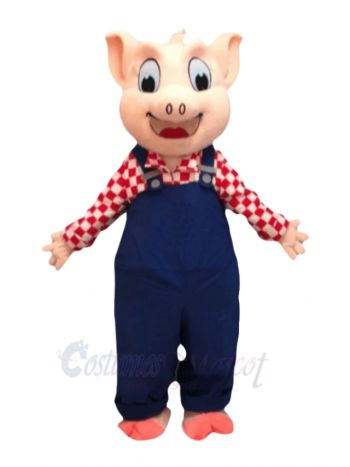 Cute Blue Overalls Pig Mascot Costumes