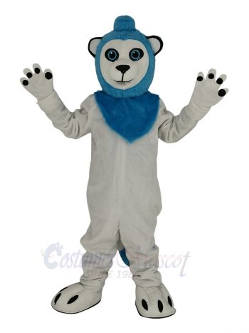 White Lion Blue Haired Mascot Costume Animal