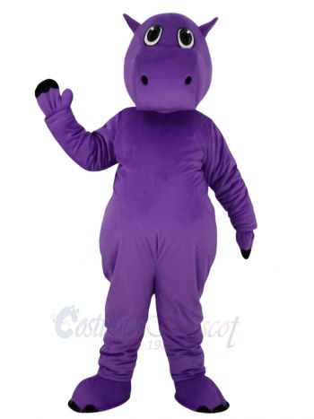 Cute Purple Hippo Mascot Costume Animal