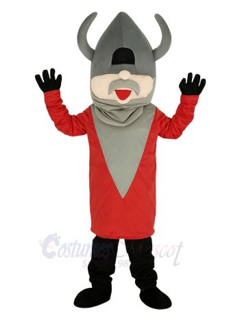 Viking in Red Coat Mascot Costume People