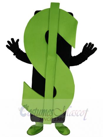 Green Dollar Sign Mascot Costume Cartoon