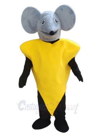 Cute Cheese Slice with Mouse Hood Mascot Costume