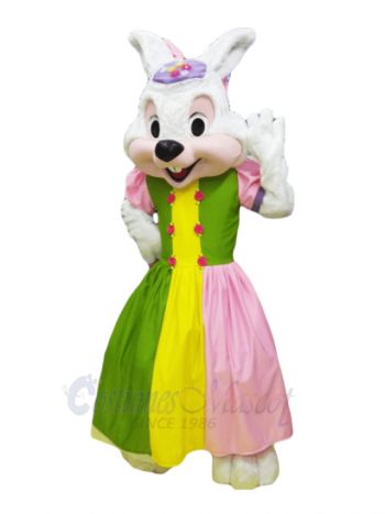 Easter Bunny in Colorful Dress Mascot Costumes