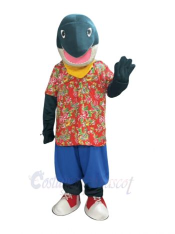 Shark in Floral Shirt Mascot Costumes