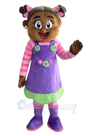 Brown Skin Girl Mascot Costume People