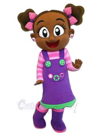 Cute Brown Skin Girl Mascot Costume